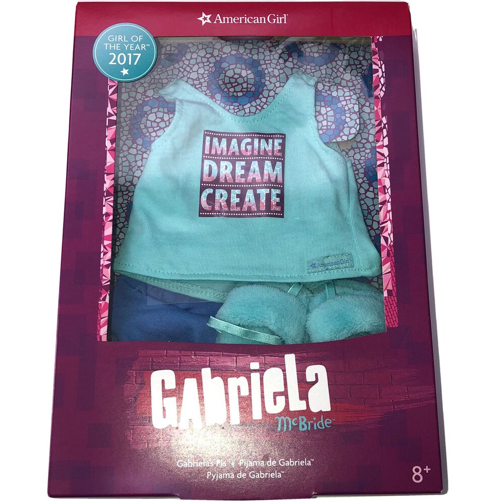 American Girl Gabriela McBride's PJs Set Top Pant Slipper GOTY 2017 Retired NIB